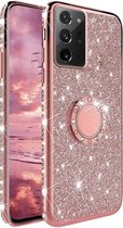 Samsung Galaxy Note 20 Ultra Magnetische Back cover - Roze - Glitter - Soft TPU