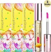 Glamfox Honey Flower Lip Gloss - Lip Plumper Lipgloss Met 24 Karaat Goudschilfers En Honing Bloem - 3-Pack