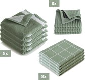 I2T Keukenset - 8x Keukendoek + 8x Theedoek + 8x vaatdoek - Jade