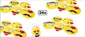 24x Masker smiley 19,5 cm karton geel assortie - masker festival emoticon smileys party