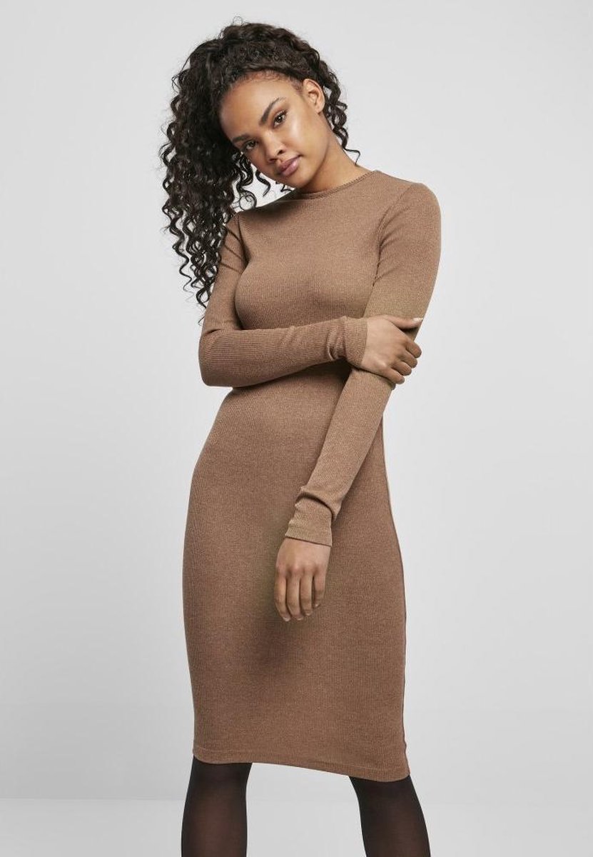Urban Classics Rib Lange jurk S Beige