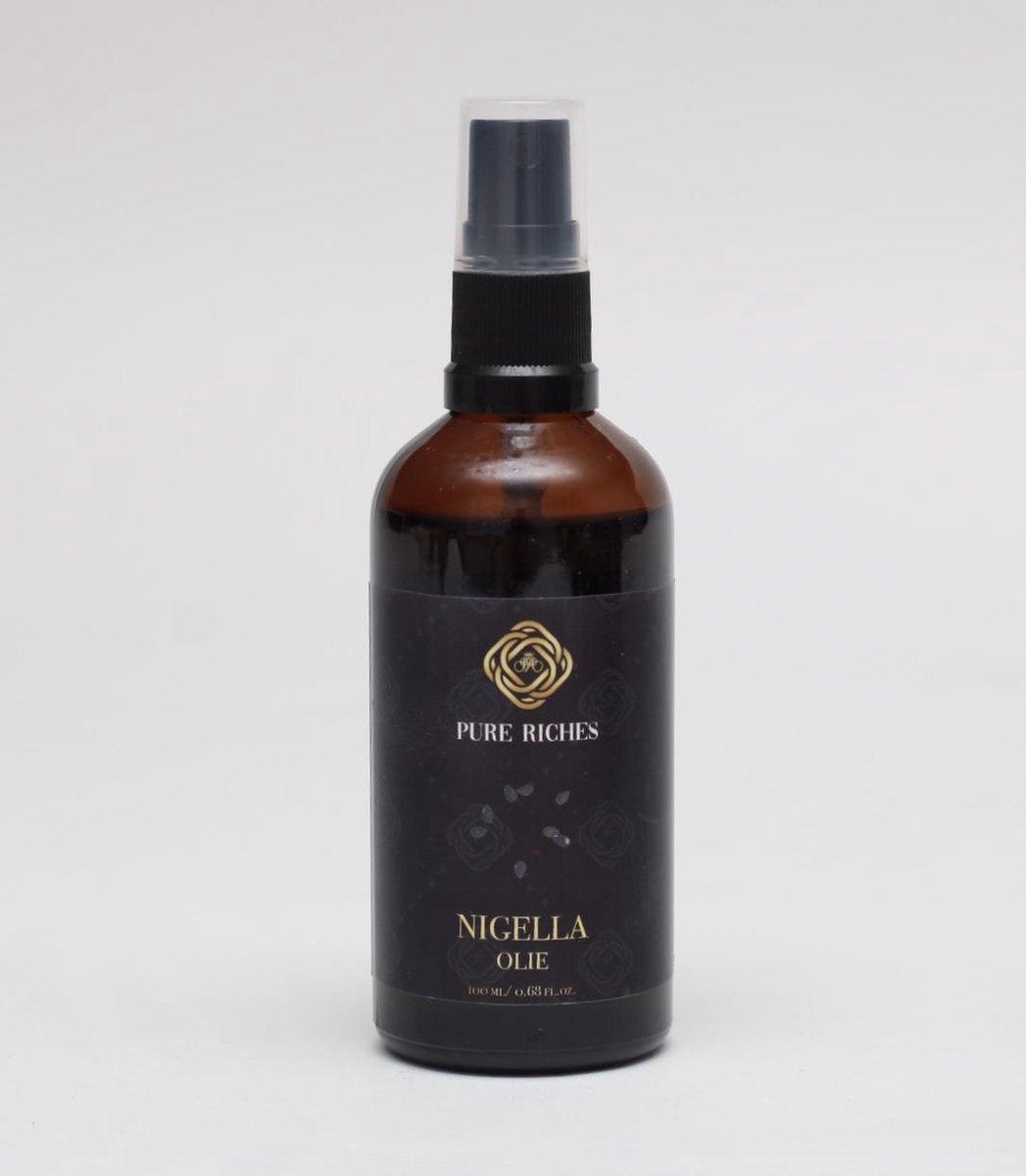 Pure Riches Nigella olie- Zwarte komijn olie 100ml - 100% puur biologisch - Geschikt voor dagelijks gebruik op de huid.