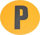 Magazijn vloersticker   -  Ø 19 cm   -  geel / zwart   -  Letter P