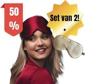 Premium 100% zijde slaapmaskers - set van 2, rood en goud, verstelbaar en dubbelzijdig, anti-aging, luxe cadeau