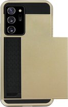 ADEL Kunststof Back Cover Hardcase Hoesje Geschikt voor Samsung Galaxy Note 20 - Pasjeshouder Goud