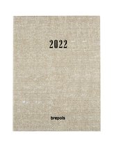 Brepols Agenda 2022 - Weekly Notebook - weekoverzicht + notitie pagina - Tessuto - 16,9 x 22 cm - Beige