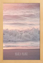 JUNIQE - Poster met houten lijst Beach Please -13x18 /Grijs & Paars