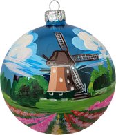 Fairy Glass - Holland - Molen - Tulpen - Handbeschilderd -Kerstbal - Mond geblazen - glas - 10cm