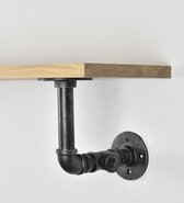 Barnwoodweb Plankdragers Staal Pipe - 17x18 cm - Trendy Stoere Industriële Mat Zwarte Planken Dragers