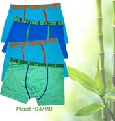 4 Bamboe Boxershorts voor Jongens | Licht Blauw | Donker Blauw | Groen | Maat 104/110