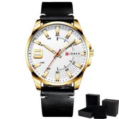 Curren - Quartz horloge voor mannen - 47mm - Zwart/Goud/Wit - Geschenkset