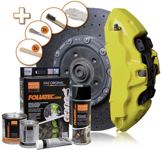 Ensemble de peinture pour étrier de frein Foliatec jaune fluo 10 pièces