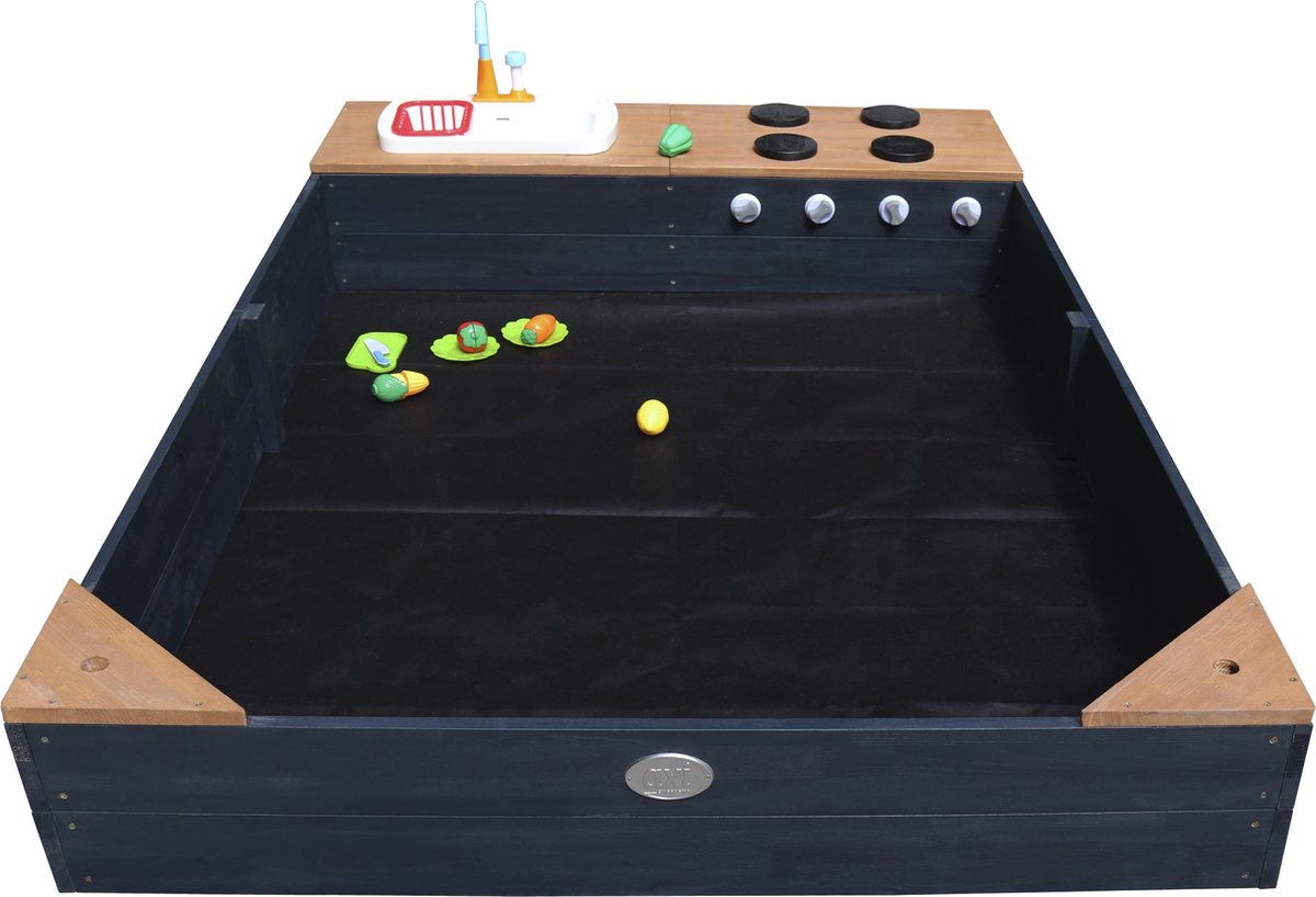 AXI Kelly Zandbak met Speelkeuken Antraciet/bruin - Wastafel incl. 17-delige accessoire-set - Inclusief afdekzeil en gronddoek — afbeelding 16