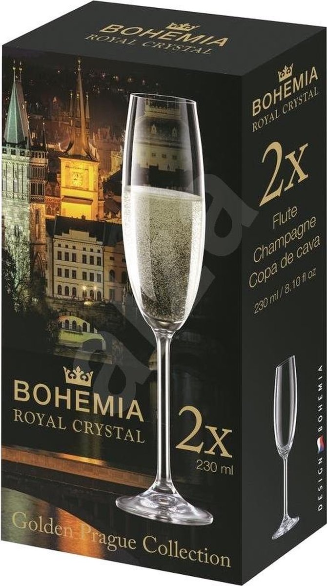 Bohemia Royal Crystal - 2for2 flute 230ml- set van 2