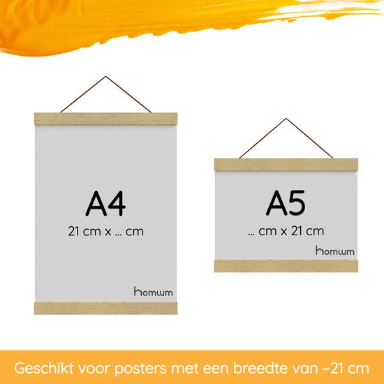 Porte-affiche (21 cm) en bois avec fermeture magnétique | A4 | système de suspension d'affiche - cadre d'affiche - cadre d'affiche - clip d'affiche - support d'affiche