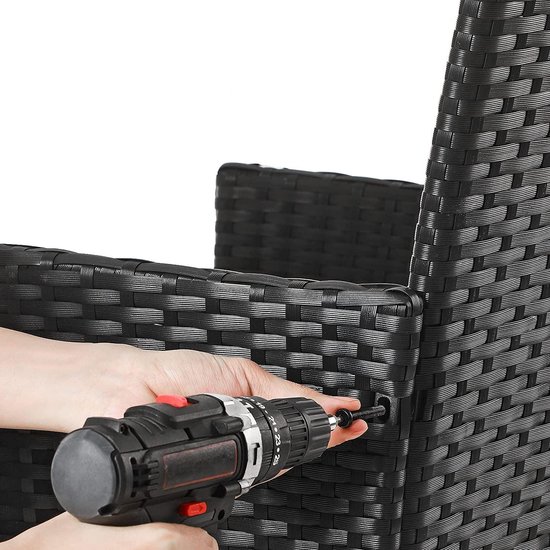 Loungeset - Tuinmeubels - Terras - Balkon - Rotanlook - Zwart