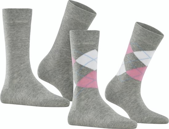 Burlington Everyday 2-Pack gedessineerd katoen multipack sokken dames grijs - maat 36-41
