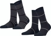 Esprit Fine Stripe 2-Pack Dames Sokken - Blauw - Maat 39-42