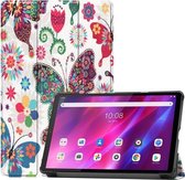 Voor Lenovo Qitian K10 TB-X6C6F/TB-X6C6X/TB-X6C6NBF Custer Geschilderd TPU Smart Tablet Lederen Case met Slaap/Wake-up Functie & 3-voudige Houder (Kleur Vlinder)