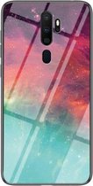 Voor OPPO A9 2020 Sterrenhemel Geschilderd Gehard Glas TPU Schokbestendige Beschermhoes (Kleur Sterrenhemel)