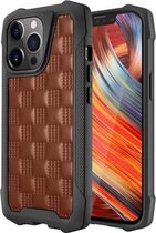 3D reliëf PU + PC + TPU Antislip schokbestendige beschermhoes voor iPhone 13 Pro (bruin)