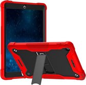 Siliconen + pc schokbestendige beschermhoes met houder voor iPad 9,7 inch (2017/2018) (rood + zwart)