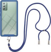 Voor Samsung Galaxy Note20 Sterrenhemel Effen Kleur Serie Schokbestendige PC + TPU Beschermhoes met Nekband (Blauw)