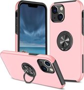 PC + TPU schokbestendige magnetische beschermhoes met onzichtbare ringhouder voor iPhone 13 Pro Max (roségoud)