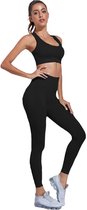 Easylux Fit™ - Maat S - Fitness Set - Sportkleding - Dames kleding - Zwart - BH en Legging - Sportlegging