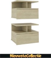 !!! DEAL!!! Nachtkast - Rechthoek - Spaanplaat - Sonoma eikenkleurig - Kinderen - Kast - Zwevend- Luxe - Nachtkastje - Modern - Nieuwste Collectie