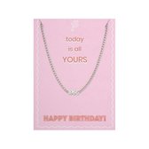 Ketting Happy Birthday jaartal 1985 op cadeau-kaartje