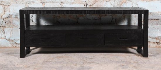 Zita Home Tv - meubel TOON dressoir zwart - 145cm breed - 3 lades metal frame - Zita Home