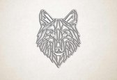 Line Art - Wolf 2 - M - 78x60cm - EssenhoutWit - geometrische wanddecoratie