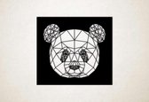 Line Art - Panda vierkant - M - 60x66cm - Zwart - geometrische wanddecoratie