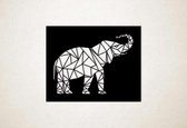 Line Art - Olifant vierkant 2 - S - 45x56cm - Zwart - geometrische wanddecoratie