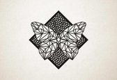 Line Art - Vlinder met achtergrond - S - 45x45cm - Zwart - geometrische wanddecoratie