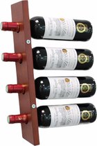 Eikenhouten Wijnrek voor 4 Wijnflessen - 43CM - 0,75 liter wijnflessen - Wandmontage - Wijnrek hout - Wijnrek muur