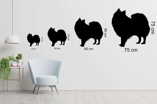 Silhouette chien - Spitz indien - Spitz indien - L - 75x75cm - Zwart - décoration murale