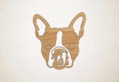 Wanddecoratie - Hond - Boston Terrier 4 - S - 49x45cm - Eiken - muurdecoratie - Line Art