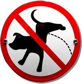 Emaille verbodsbord en wandbord verboden te plassen voor honden - 10 cm Rond