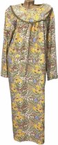Dames nachthemd lang warm gevoerd met bloemenprint XXXL geel/bruin/groen