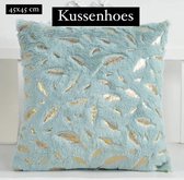 Gold bladeren Kussenhoes|Blauw | 45x45 cm - diverse kleuren - polyester - case - home Decoratieve Bladeren Kussenhoes
