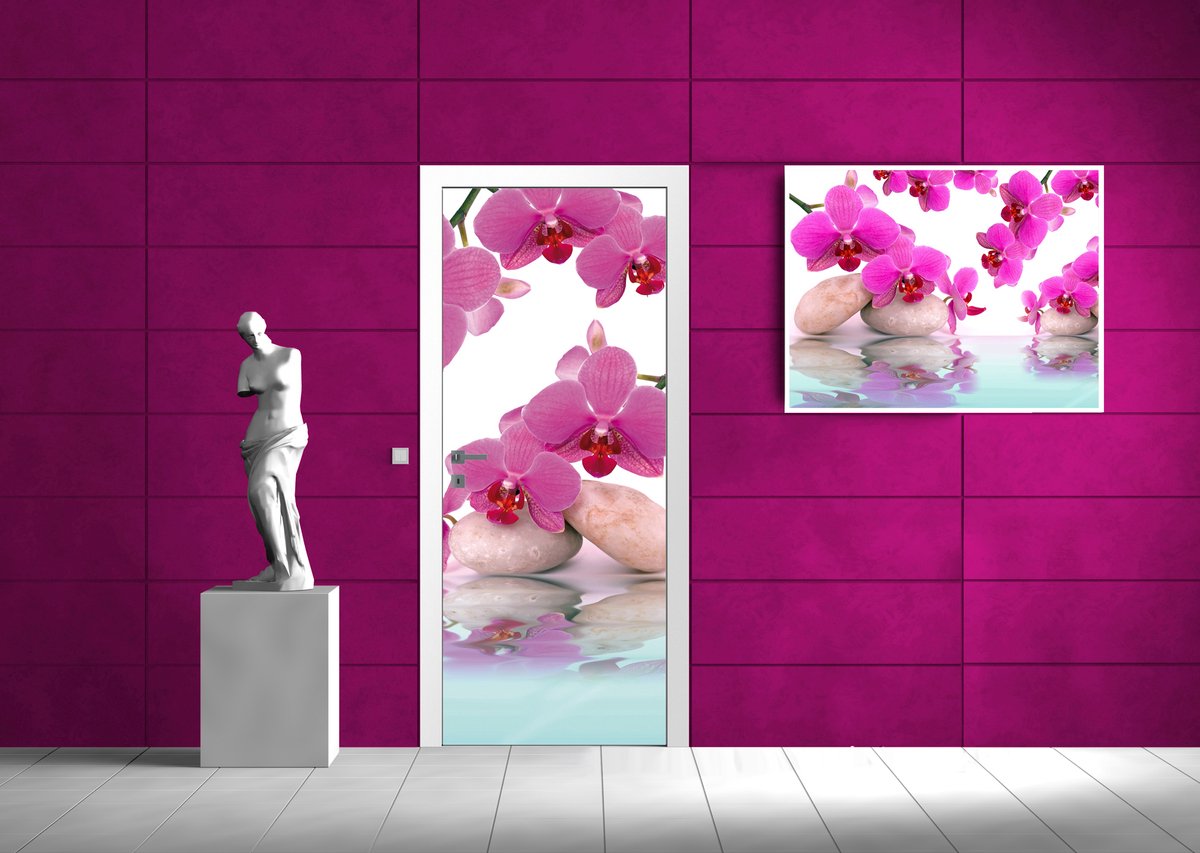 Fotobehang Orchidee, Bloemen | Roze, Paars | 91x211cm