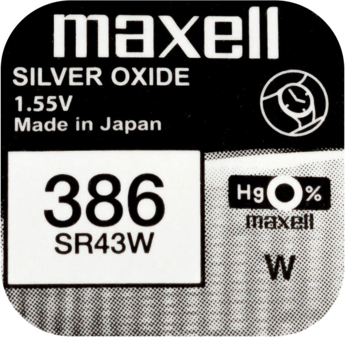 Maxell 386 / SR43W zilveroxide knoopcel horlogebatterij 1 stuk