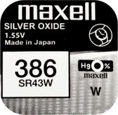 Maxell 386 / SR43W zilveroxide knoopcel horlogebatterij 1 stuk