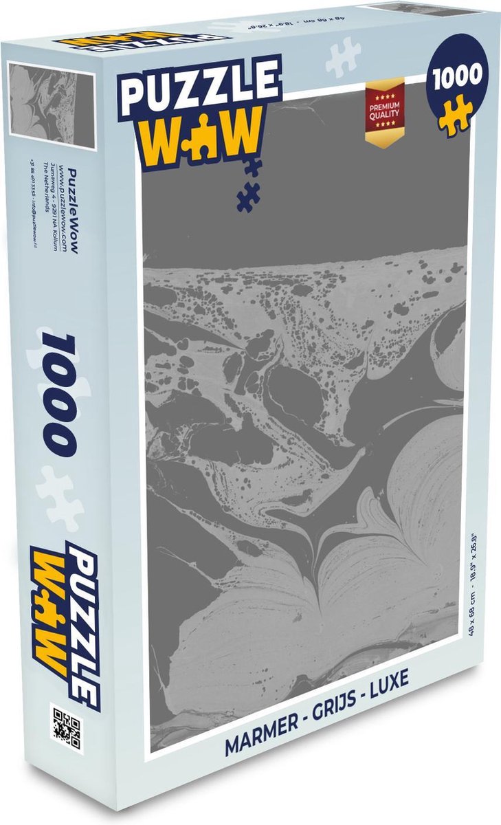 Afbeelding van product PuzzleWow  Puzzel Marmer - Grijs - Luxe - Legpuzzel - Puzzel 1000 stukjes volwassenen
