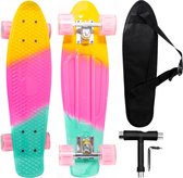 Big Bang Boards® SuperNova – Mini Cruiser met Flash Wheels – Skateboard Meisjes & Jongens – Pastel – Board Blauw – Led Wieltjes – Skateboard – Penny Board – 22 inch