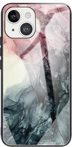 Abstracte marmeren patroon glazen beschermhoes voor iPhone 13 (abstract zwart)