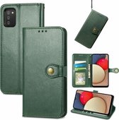 Voor Samsung Galaxy A03s Effen Kleur Lederen Gesp Telefoon Case met Lanyard & Fotolijst & Kaartsleuf & Portemonnee & Stand Functie (Groen)