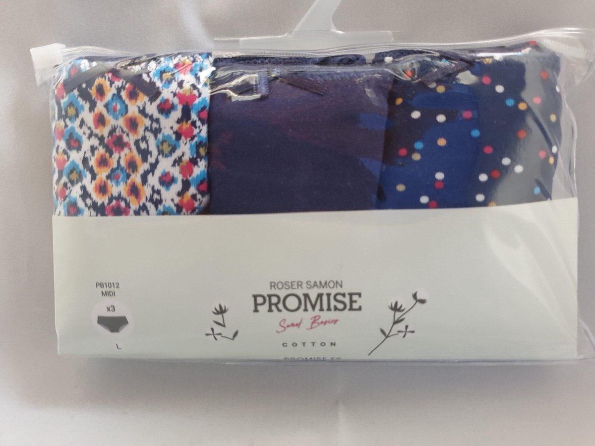 Promise - Sweet Basics Midi-Slip 3-Pack Dots - maat L - Blauw - Dames